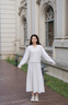 歌力思（ELLASSAY）2025秋季新款云感綿羊毛溫柔松弛亮絲點(diǎn)綴針織衫女EWU363M00100 淺米杏半身裙 S 曬單實(shí)拍圖