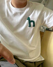 哈吉斯（HAZZYS）男裝 夏季休閑重磅大Logo寬松圓領(lǐng)短袖T恤男ASTZE0CBX70 黑色BK L （175/96A 48） 曬單實(shí)拍圖