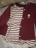 梔了成長(cháng)記女童裝韓版條紋假兩件T恤秋季新款兒童寶寶荷葉邊上衣 紅色 假兩件上衣 100 曬單實(shí)拍圖