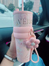 世大家明星同款保溫杯女士水杯送女朋友老婆七夕教師節(jié)禮物大容量吸管杯 曬單實拍圖