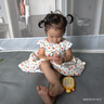 歐姆熊女童連衣裙夏季2025新款小女孩寶寶洋氣時(shí)髦兒童夏裝衣服公主裙子 米色波點(diǎn) 90 CM 曬單實(shí)拍圖
