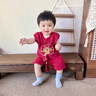 G.DUCKKIDS小黃鴨周歲禮服男寶寶抓周衣服女漢服百日宴百天滿月嬰兒套裝夏季 紅色+香囊 90 建議1~2歲【 80-90cm】cm 曬單實拍圖
