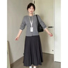 唐菓蜜連衣裙女秋冬季2025新款女裝韓版時(shí)尚百搭甜美減齡學(xué)院風(fēng)套裝裙子 灰色開衫+裙子 M 曬單實(shí)拍圖