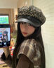 QUEEN TRIP2025新款復古豹紋貝雷帽女生秋天千禧小眾八角帽大頭圍顯臉帽子潮 咖色豹紋 曬單實(shí)拍圖