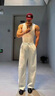 牧唯美式運動(dòng)休閑衛褲男士2025秋季新款直筒寬松闊腿潮休閑百搭長(cháng)褲子 白灰色 XL [建議130-150斤] 曬單實(shí)拍圖