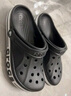 卡駱馳（CROCS）洞洞鞋貝雅卡駱班輕便耐磨一腳蹬休閑鞋|205089 黑色/白色-066 45 (290mm) 曬單實(shí)拍圖