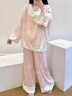 崇友清朝格格風(fēng)印花睡衣女春長(cháng)袖長(cháng)褲家居服兩件套 J157粉色新中式宮廷風(fēng)長(cháng)袖長(cháng)褲套裝 M 【80-100斤內】 曬單實(shí)拍圖