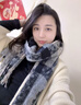 鉑吶苓圍巾女秋冬季新款保暖披肩圍脖百搭加大加厚格子韓版情侶生日禮物 樹(shù)莓格子丨灰色 曬單實(shí)拍圖