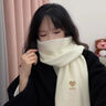 米夏可圍巾女冬季2025新款生日禮物女生送女友女朋友帽子圍脖手套三件套 LOVE愛(ài)心款_米白圍巾禮盒裝 曬單實(shí)拍圖