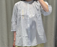 無印良品（MUJI）大童 強捻 七分袖束腰長上衣 兒童襯衫女童童裝 25年夏季 淺灰色 140 /64A 曬單實拍圖