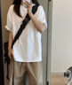 名創(chuàng  )優(yōu)品（MINISO）抗菌t恤男2025新款正肩寬松百搭夏季設計感倒三角短袖 白 XL 曬單實(shí)拍圖