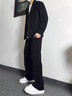 杉努黑色直筒微喇牛仔褲男款春秋季美式高街vibe褲子寬松顯瘦彎刀長褲 GK25676黑色 XL (建議125-145斤) 曬單實拍圖