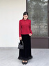 布符【黑色可拆鴕鳥(niǎo)毛絲絨短外套/直筒半裙】2025年秋季新款套裝 黑色絲絨半裙 S 曬單實(shí)拍圖