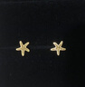 周大福辰星海星足金黃金耳釘EOF1868送女友禮物 約1.75g計價(jià)(工費220) 曬單實(shí)拍圖