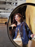 三吉黑花【青湘】春裝女款2025年新款蕾絲刺繡鳳尾花中式外套 墨藍 S 曬單實(shí)拍圖