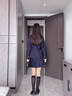 五沃職業(yè)西裝套裝男女同款工作服學(xué)院風(fēng)高校學(xué)生班服jk制服辯論演講服 女藍(lán)色外套+短裙 L 曬單實(shí)拍圖