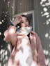 玖慕（JIUMU）保暖圍巾女秋冬季純羊毛加厚格子送女生圍脖披肩媽媽生日禮物 珊瑚粉-甜美可愛(ài)|浪漫系 曬單實(shí)拍圖