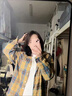 美式復(fù)古刺繡字母撞色格子襯衫男女長(zhǎng)袖情侶款寬松潮牌襯衣外套 JCF-C262黃色 （升級(jí)版高質(zhì)量款） 3XL （建議150-165斤以內(nèi)） 曬單實(shí)拍圖