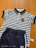 戴維貝拉【奧萊特賣(mài)】男童運動(dòng)套裝純棉寶寶衣服夏裝新款休閑兒童上衣短褲 藏青色條紋 100 cm（建議身高90-100cm） 曬單實(shí)拍圖