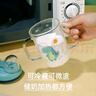 富光兒童牛奶杯帶刻度 寶寶沖泡奶粉吸管水杯耐熱玻璃杯子男女果汁杯 藍(lán)色 350ml 曬單實(shí)拍圖
