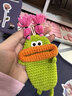 爾山集小眾創(chuàng  )意可愛(ài)卡通汽車(chē)鑰匙包香腸嘴毛線(xiàn)汽車(chē)掛件大嘴怪鑰匙套通用 汽車(chē)鑰匙包【綠色粉辮】 曬單實(shí)拍圖