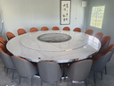 淵厚巖板電動(dòng)轉盤(pán)餐桌酒店超大圓桌旋轉家用圓形火鍋隱藏電磁爐一體桌 3.2米電動(dòng)轉盤(pán)餐桌+22張主圖椅 曬單實(shí)拍圖