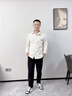 潮梵圖長(cháng)袖襯衫男生春秋季高級感寬松華夫格休閑襯衣外套男裝潮流外套男 白色襯衫 XL (推薦115-135斤) 曬單實(shí)拍圖