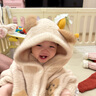 OAK FAMILY新品寶寶披風(fēng)半邊絨斗篷外出防風(fēng)外套兒童可愛(ài)百搭秋冬擋風(fēng)上衣 淺杏小狗 100 cm 曬單實(shí)拍圖