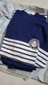 怡淑涵青少年秋衣秋褲套裝純棉薄款初中生高中生學(xué)生男孩中大童保暖內衣 藏青橫條（中領(lǐng)） 2XL 175 曬單實(shí)拍圖