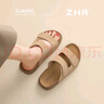 ZHR勃肯拖鞋女夏外穿時(shí)尚百搭懶人涼拖軟底沙灘一字拖 IL01 卡其 37 曬單實(shí)拍圖