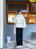 森馬（Semir）羽絨服女90絨子短款輕暖三防可愛(ài)花苞帽2025冬新款立體防風(fēng)外套 【正肩顯瘦廓形】奶白10501 L 曬單實(shí)拍圖