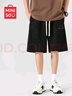 名創(chuàng)優(yōu)品（MINISO）重磅短褲男夏季戶外運(yùn)動(dòng)直筒五分褲青少年潮流百搭中褲 黑 L 曬單實(shí)拍圖