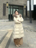 雪中飛狐貍毛領(lǐng)連帽長(cháng)款羽絨服女25新款加厚收腰顯瘦90絨外套冬季米色M 曬單實(shí)拍圖