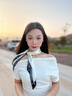 長(zhǎng)條小絲巾女士春秋新款高檔洋氣領(lǐng)巾配襯衫護(hù)頸圍脖圍巾媽媽禮物 小茶花字母-白色 約150*14cm 曬單實(shí)拍圖