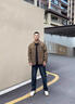 森馬純棉春秋牛仔外套男2025新款寬松大碼男士工裝夾克男裝休閑上衣服 2201咖啡色【款】 常規 M 【100-120斤】 曬單實(shí)拍圖