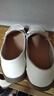 ZHR樂(lè )福鞋女春秋真牛皮蝴蝶結單鞋女通勤軟底媽媽女鞋 BT37 米色36 曬單實(shí)拍圖