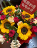 維爾斯全國向日葵康乃馨玫瑰抱抱桶花束配送喬遷之喜祝壽搬家鮮花小時(shí)達 入金窩4朵向日葵+19朵紅玫香檳混搭抱抱桶 曬單實(shí)拍圖