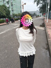 森馬（Semir）長袖T恤女純色木耳邊氣質(zhì)緊身冬2025荷葉邊上衣簡約109725101008 曬單實拍圖