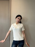 POLOWALK短袖針織衫女裝2025秋季新品女式通勤時(shí)尚潮流短袖針織衫 米白色 XL /170 曬單實(shí)拍圖