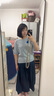 佐丹奴設計師款針織衫女純棉鏤空寬松短袖藍色上衣女18355209 曬單實(shí)拍圖