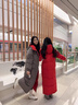超長(cháng)款到腳踝新年紅羽絨服女2025冬季加厚保暖可兩面穿白鴨絨外套 灰色拼紅色 【可兩面穿】 S 曬單實(shí)拍圖