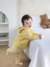 幼歌（YOUGE）嬰幼兒秋季新款撞色條紋柔軟休閑褲寶寶彈力元?dú)獯虻籽?黃色條紋 80 cm 曬單實(shí)拍圖