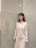 lagogo修身顯瘦蕾絲系帶針織衫女拉谷谷2025秋新款黑色時(shí)尚上衣 米白色 S 曬單實(shí)拍圖