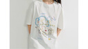 茵曼2025夏季女裝新款立體圖案貓咪印花圓領(lǐng)短袖T恤米白色-18525967 S 曬單實(shí)拍圖