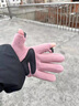 斐月伽騎行手套女男冬季搖粒絨保暖手套滑雪運動(dòng)手套防風(fēng)防寒可觸屏手套 升級款-粉色露兩指 曬單實(shí)拍圖