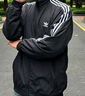 adidas休閑簡約三條紋梭織立領(lǐng)夾克外套男裝阿迪達(dá)斯官方三葉草   黑色 (偏小，推薦買大1碼)   M 曬單實拍圖