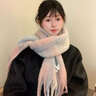 焱思泰粉色格子圍巾女生冬季百搭保暖大披肩學(xué)生氛圍感護頸流蘇圍脖韓系 冬季保暖圍巾（粉藍系） 【長(cháng)度約 200*55cm】 曬單實(shí)拍圖