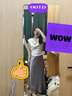 LILY2025夏新款100%醋酸氣質(zhì)垂感百搭通勤魚尾裙微光半身裙女 803淺紫 S 曬單實拍圖