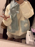 派吉鯊可愛(ài)毛茸圍巾polo領(lǐng)棉服外套女2025冬季新款保暖加厚百搭棉衣棉襖 藍色+圍巾 M 95-105 曬單實(shí)拍圖