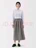 無(wú)印良品（MUJI）女式 漢麻棉輕便長(cháng)裙 長(cháng)半身裙女裙子 25年夏季女裝 BE1VBC5S 灰色條紋 S （155/62A） 曬單實(shí)拍圖